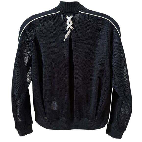 Comme Ca Ism Contemporary Mesh Mixed Media Details Bomber Jacket in Black M - Picture 7 of 14